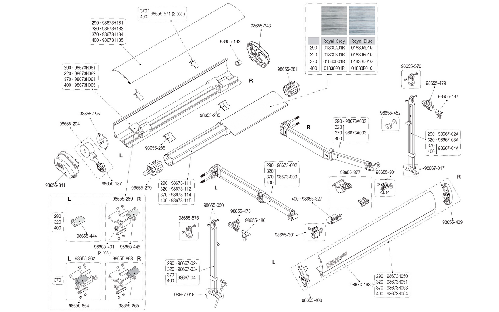 Fiamma support intérieur droit pour F65 S Fiamma numéro d'article 98655-863 Pas Cher